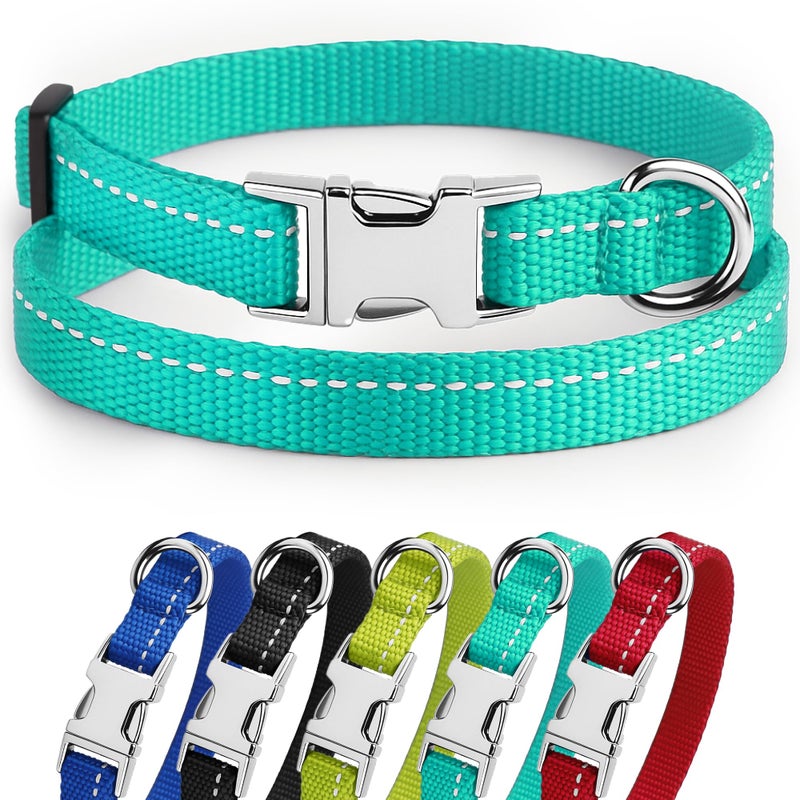 CollarDirect Reflective Dog Collar for a Small, Medium, Large Dog or Puppy with a Quick Release Buckle - Boy and Girl - Nylon Suitable for Swimming (7-11 Inch, Mint Green) - Image 1